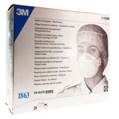 3M ADEMHALINGSMASKER FFP3 NORM EN149 20 1863